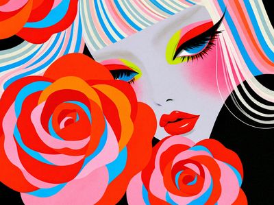 Pop Art Woman Floral Poster. poster