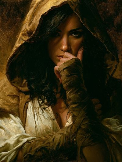 Hooded Woman Portrait Fine-Art Poster. poster