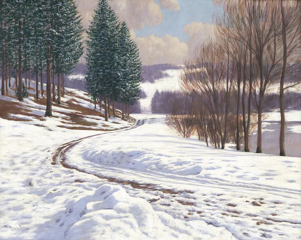 Winter country (1920), vintage nature. poster detail
