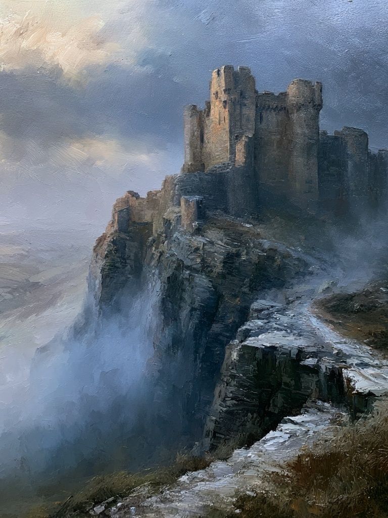 Misty Castle Cliff Fine-Art Print. poster — fine-art art