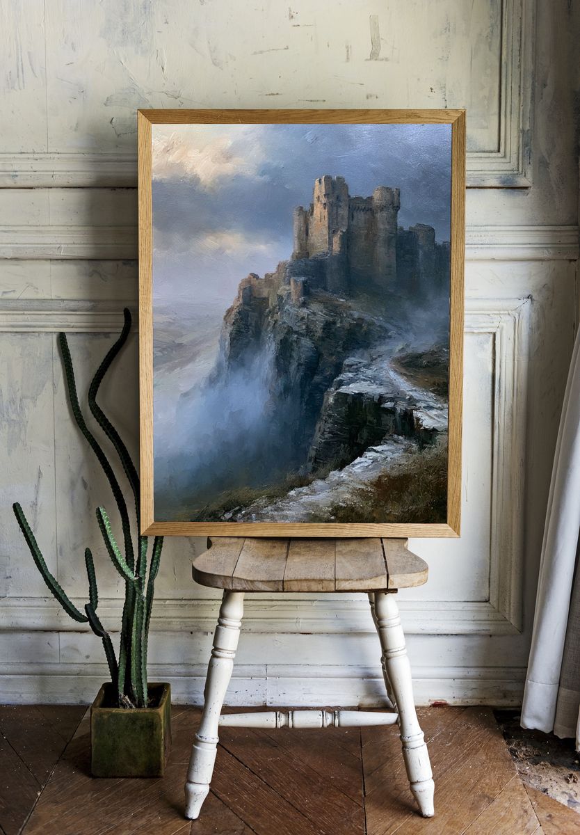 Misty Castle Cliff Fine-Art Print. — room view 1