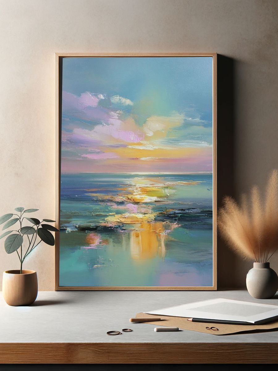 Serene Ocean Sunset — Fine Art Print. — room view 2