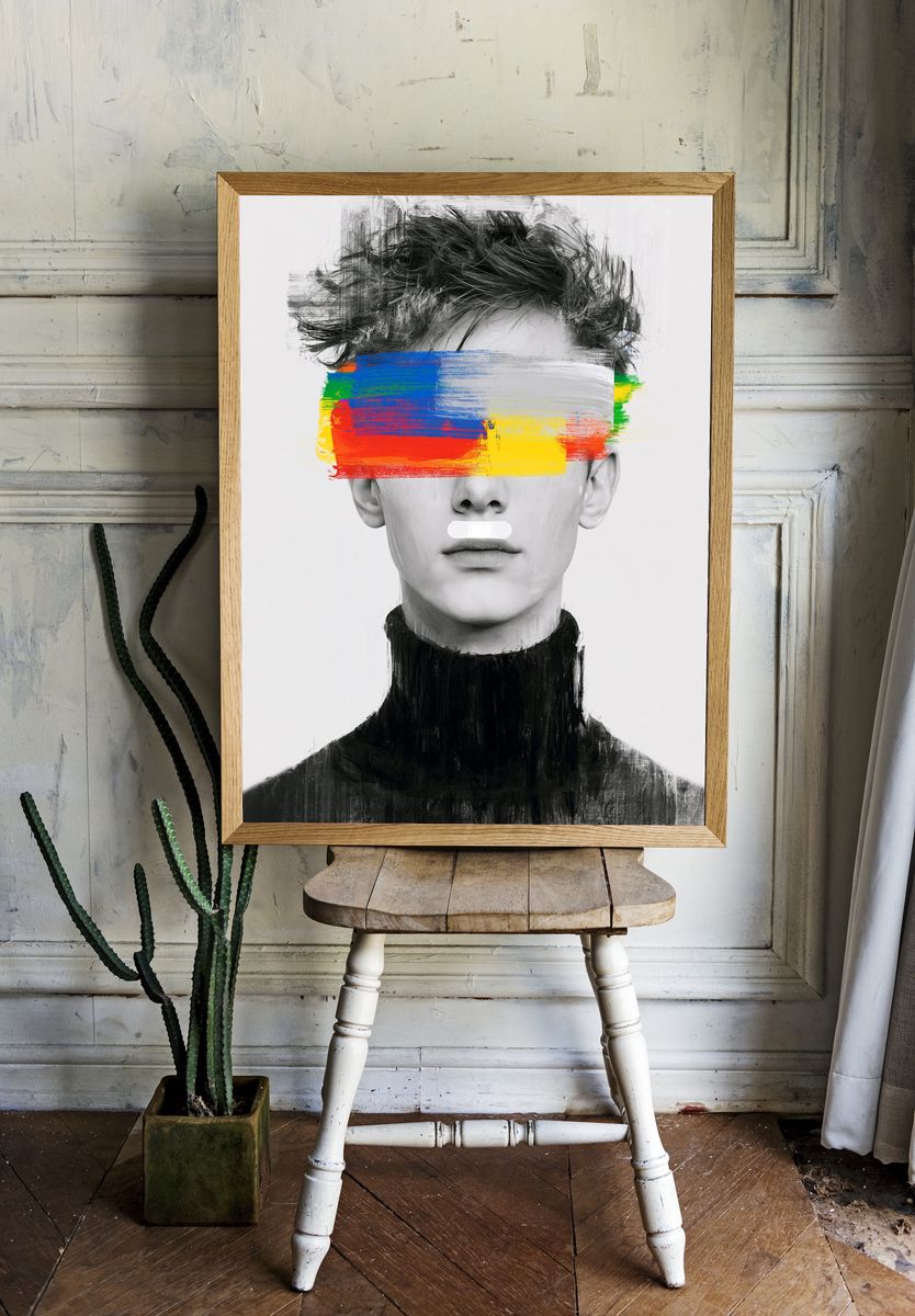 Abstract Portrait Color Brush Poster. — room view 1