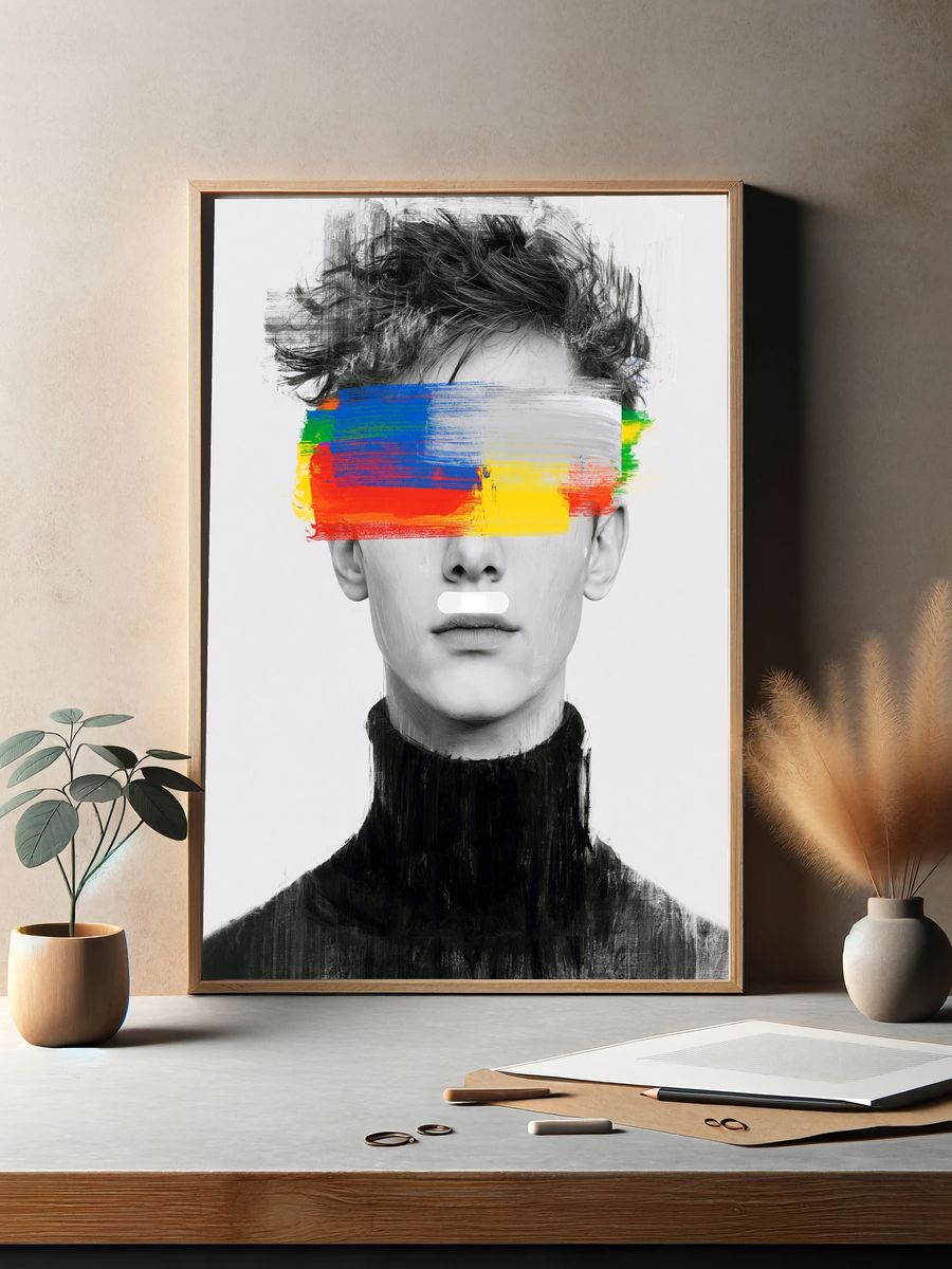 Abstract Portrait Color Brush Poster. — room view 2