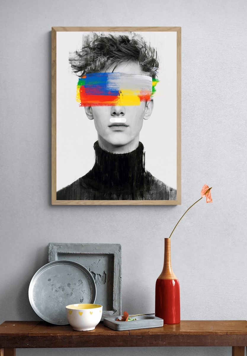 Abstract Portrait Color Brush Poster. — room view 3