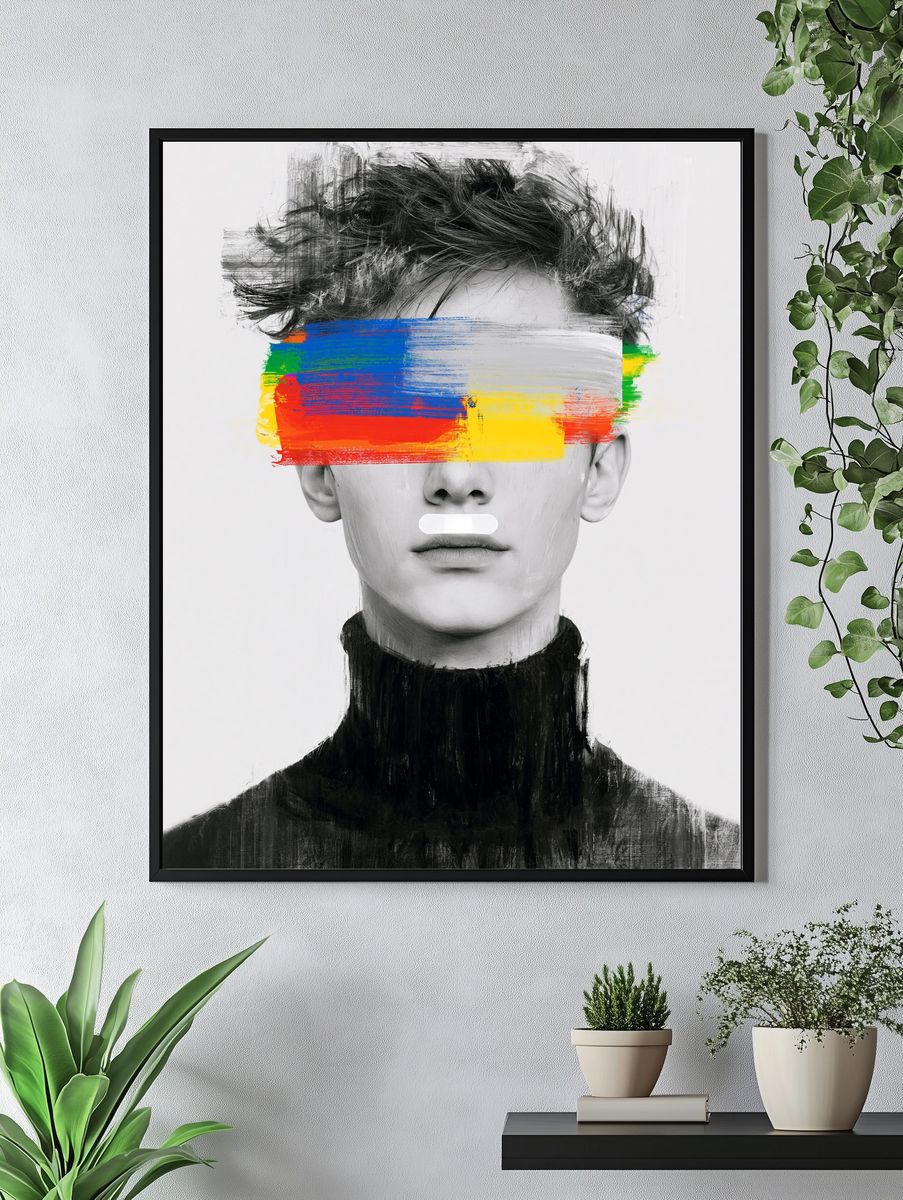 Abstract Portrait Color Brush Poster. — room view 4