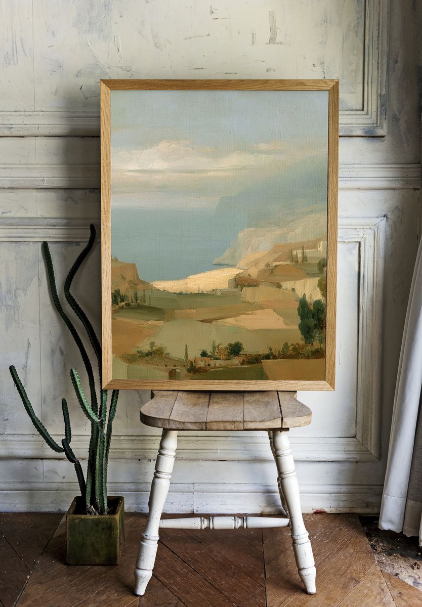 Mediterranean Coast Landscape Print. room preview
