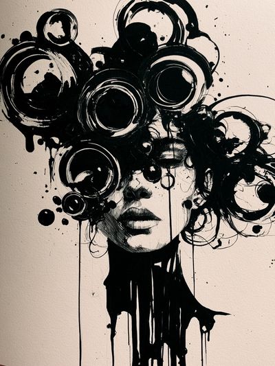 Abstract Ink Portrait Poster. poster