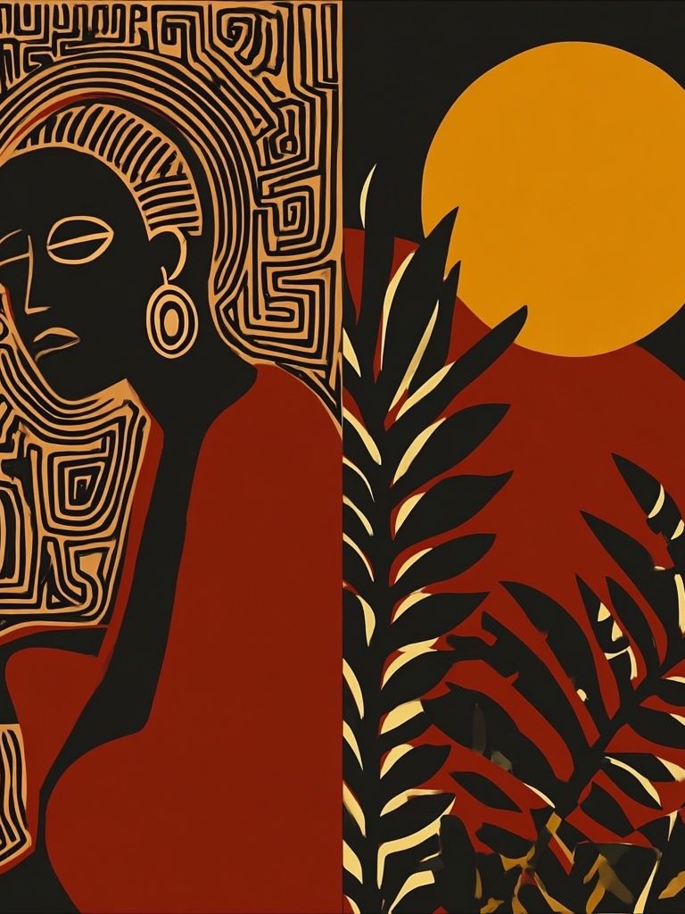 Abstract Woman with Sun — Fine Art Print. poster detail