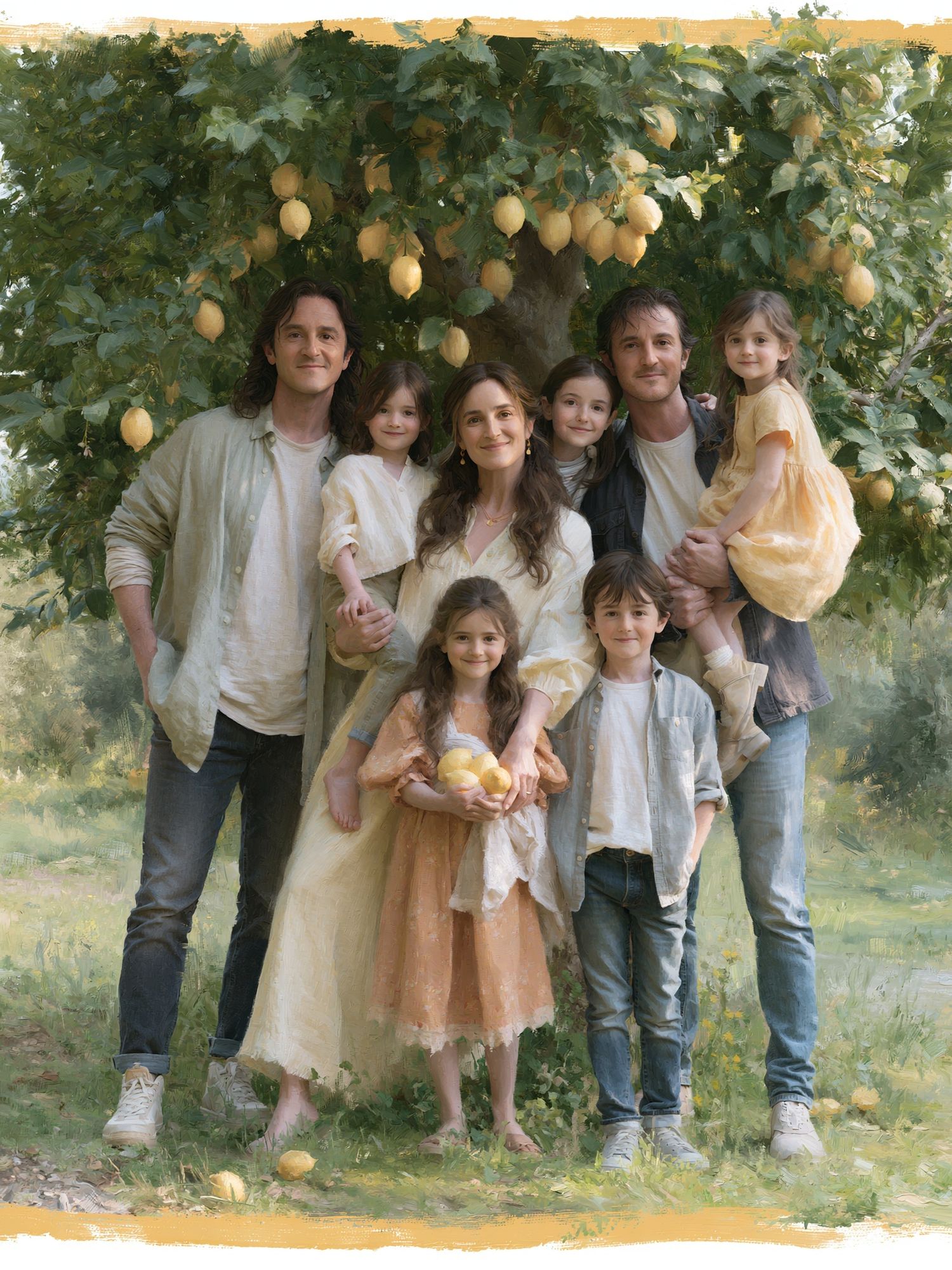 Lemon Orchard Family Portrait Print. poster detail