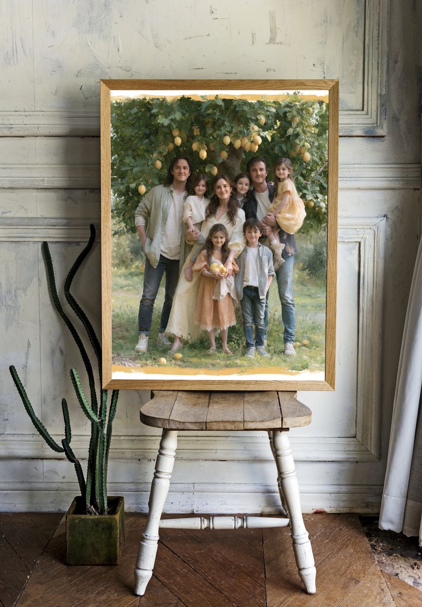 Lemon Orchard Family Portrait Print. room preview