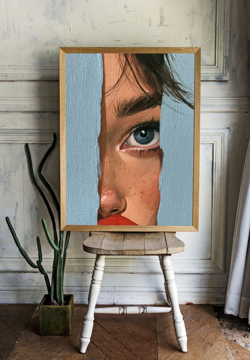 Fragmented Face Portrait Print. room preview