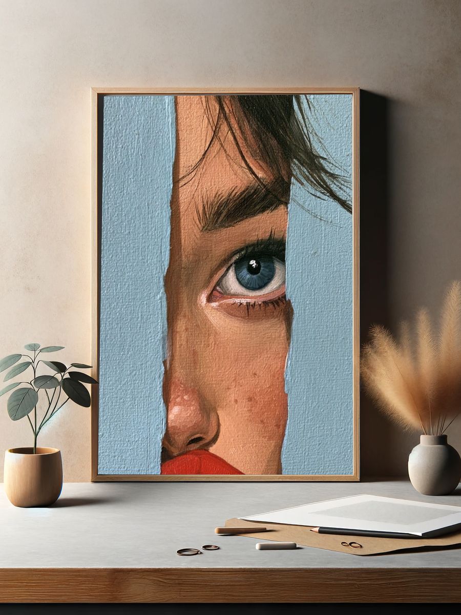 Fragmented Face Portrait Print. — room view 2