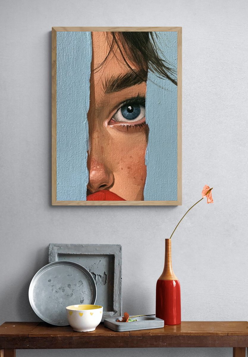 Fragmented Face Portrait Print. — room view 3