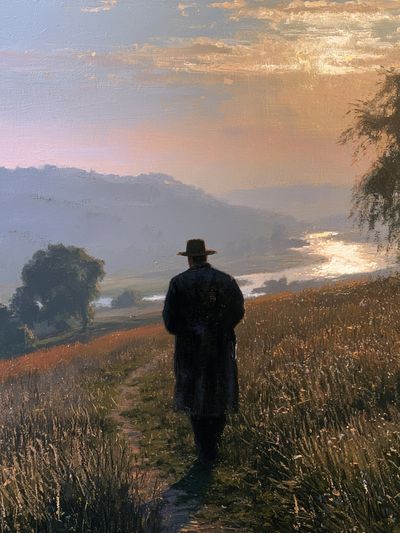 Solitary Wanderer Landscape Print. poster