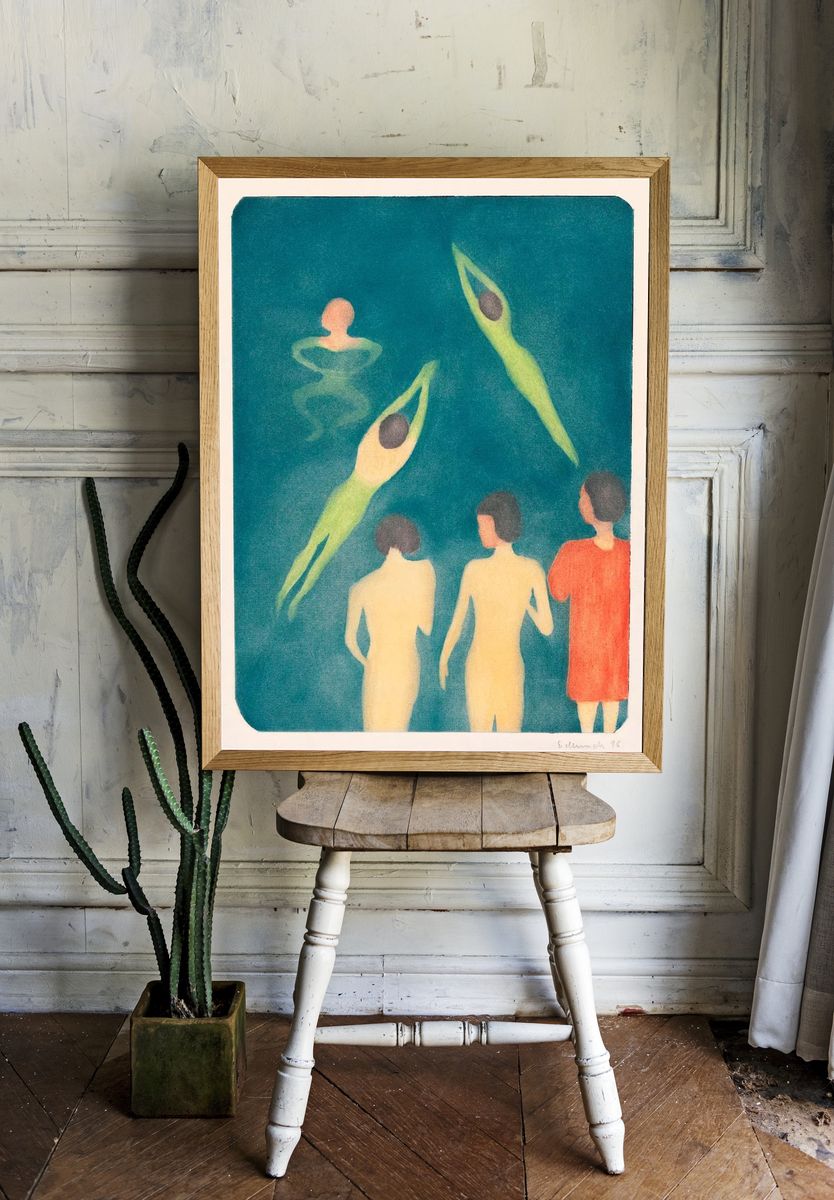 Swimming Figures — Fine Art Print. — room view 1