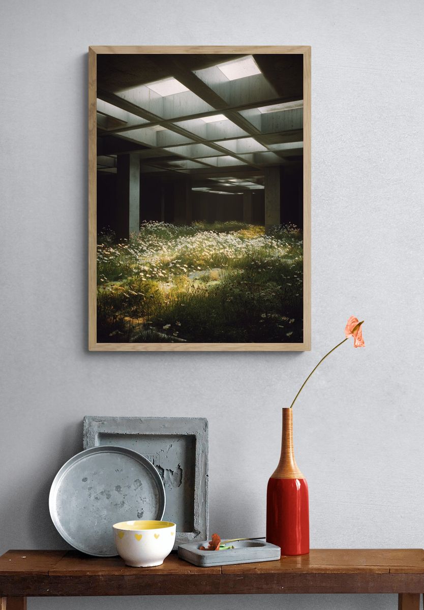 Floral Urban Oasis — Fine Art Print. — room view 3