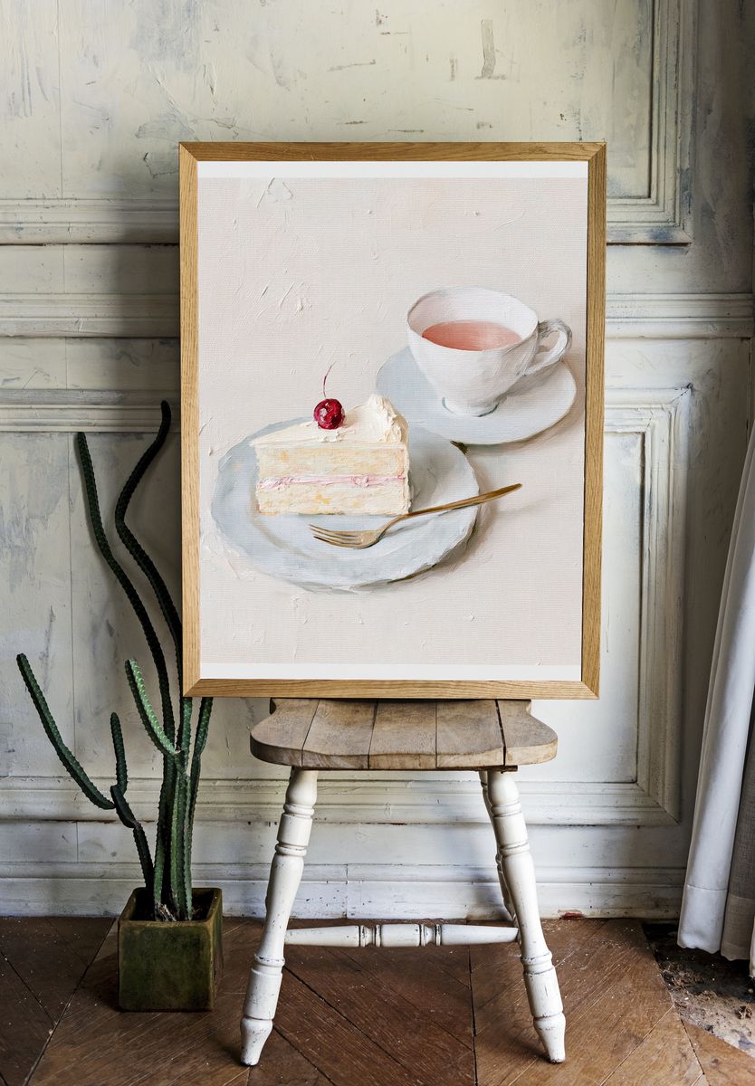 Cherry Cake Still Life Print. — room view 1