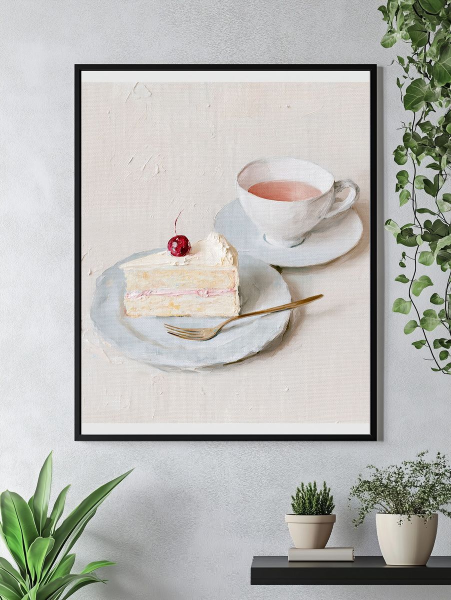 Cherry Cake Still Life Print. — room view 4