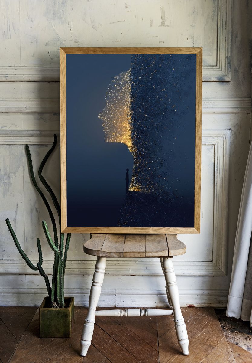 Ethereal Human Silhouette — Fine Art Print room preview
