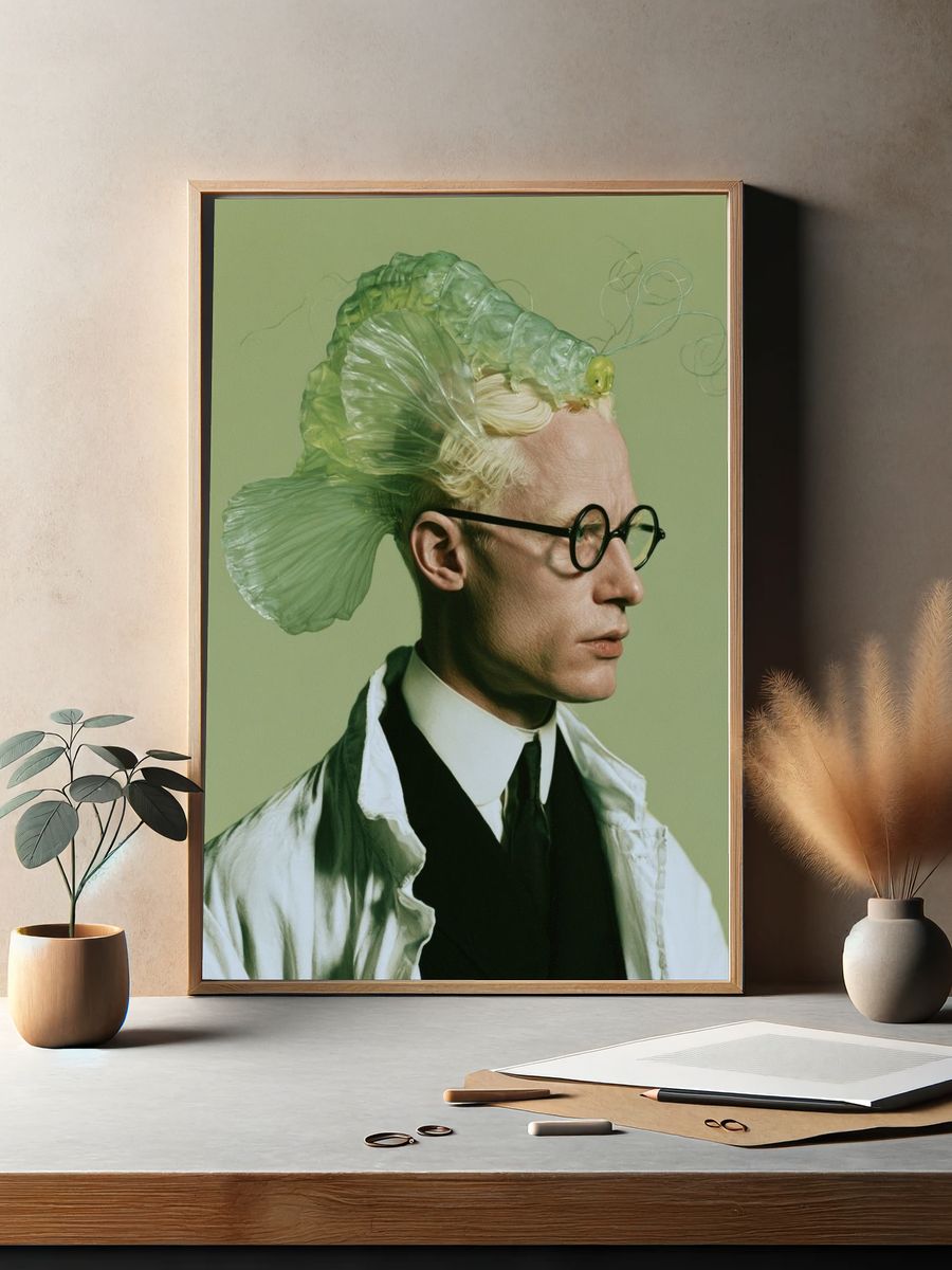 Surreal Green Portrait Print. — room view 2