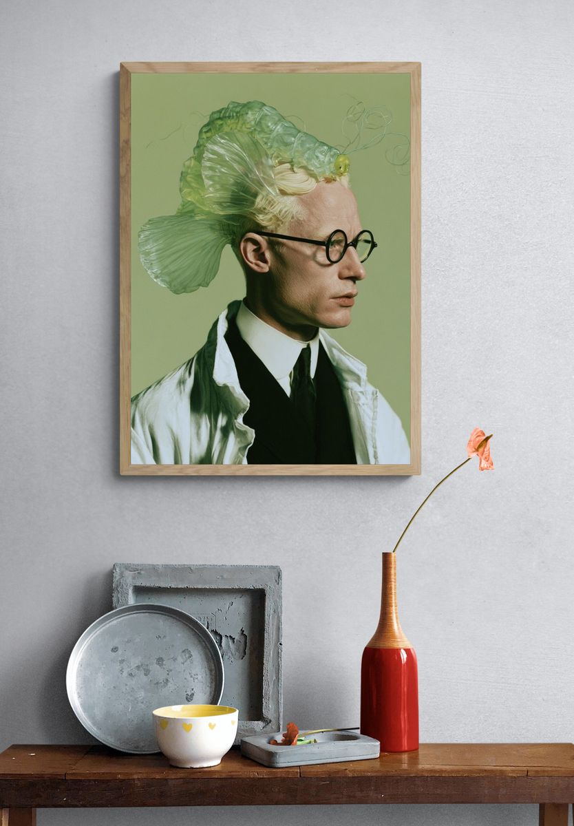Surreal Green Portrait Print. — room view 3