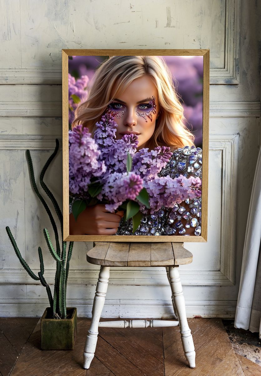 Woman with Lilacs — Fine Art Print room preview