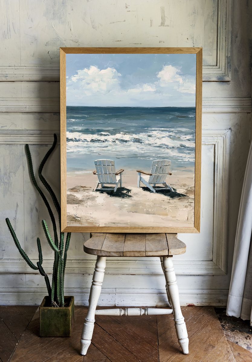 Beach Chairs Coastal Print. — room view 1