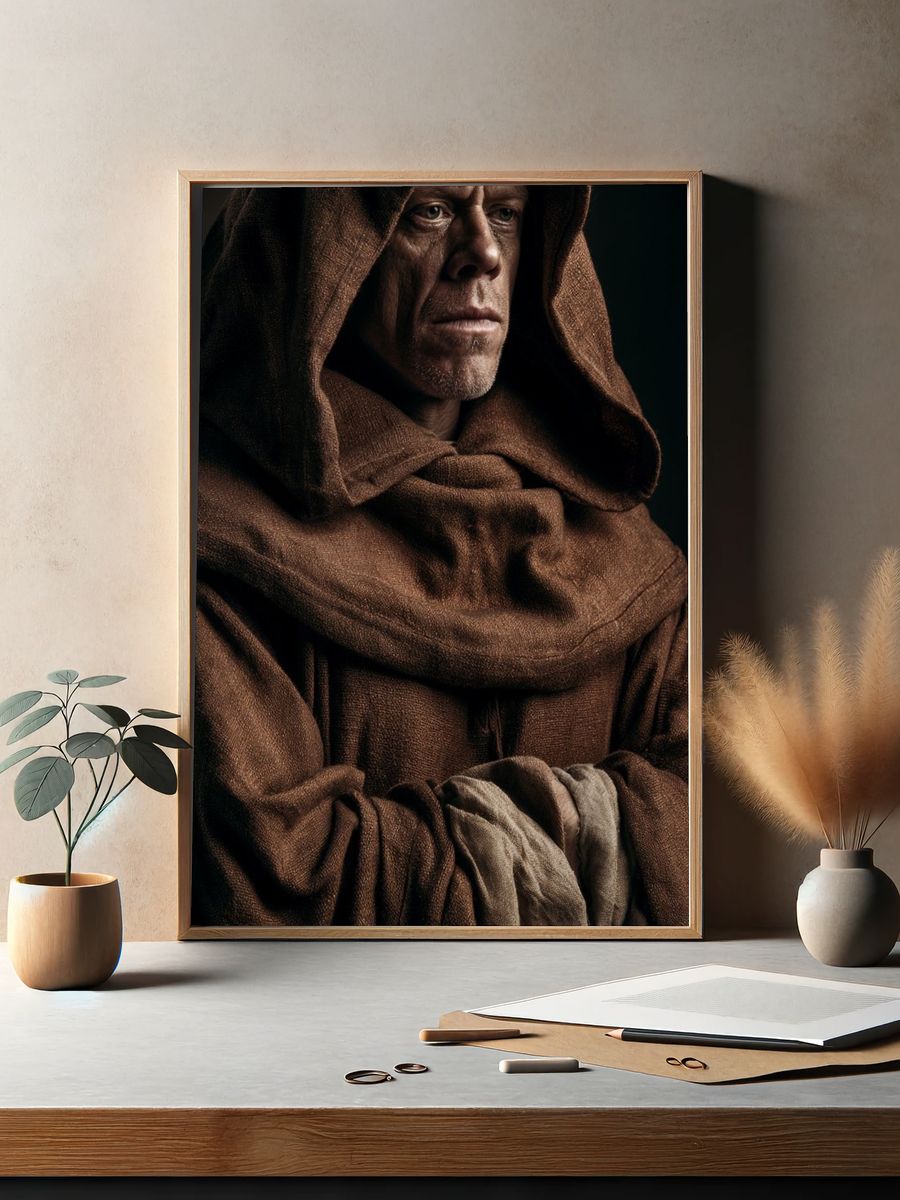 Monastic Hooded Portrait Print. — room view 2