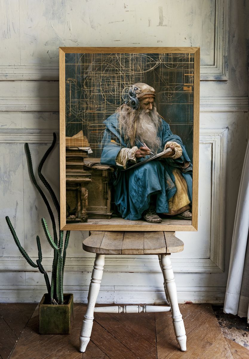 Steampunk Scholar Portrait Print. — room view 1