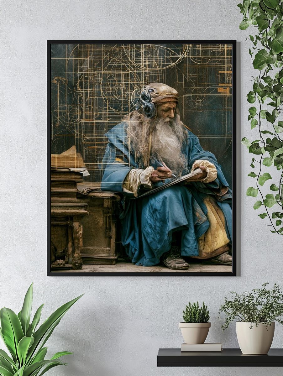 Steampunk Scholar Portrait Print. — room view 4