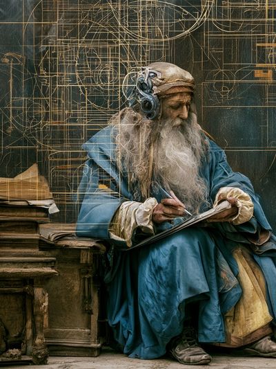 Steampunk Scholar Portrait Print. poster