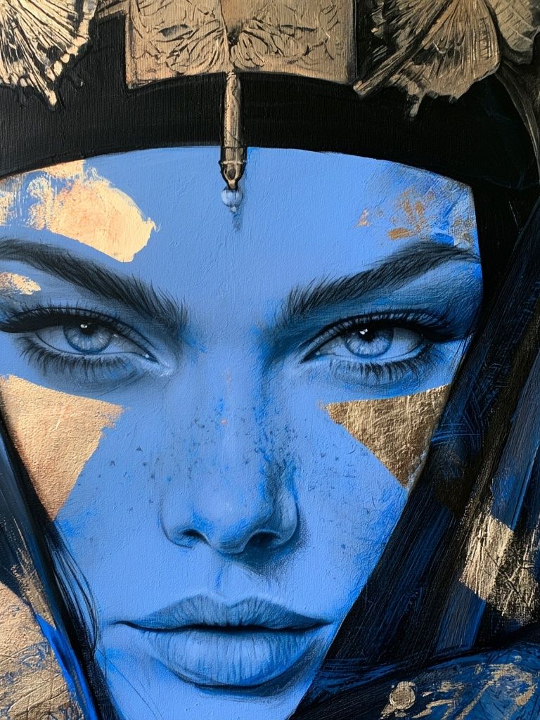 Blue Goddess Portrait Print. poster — fine-art art
