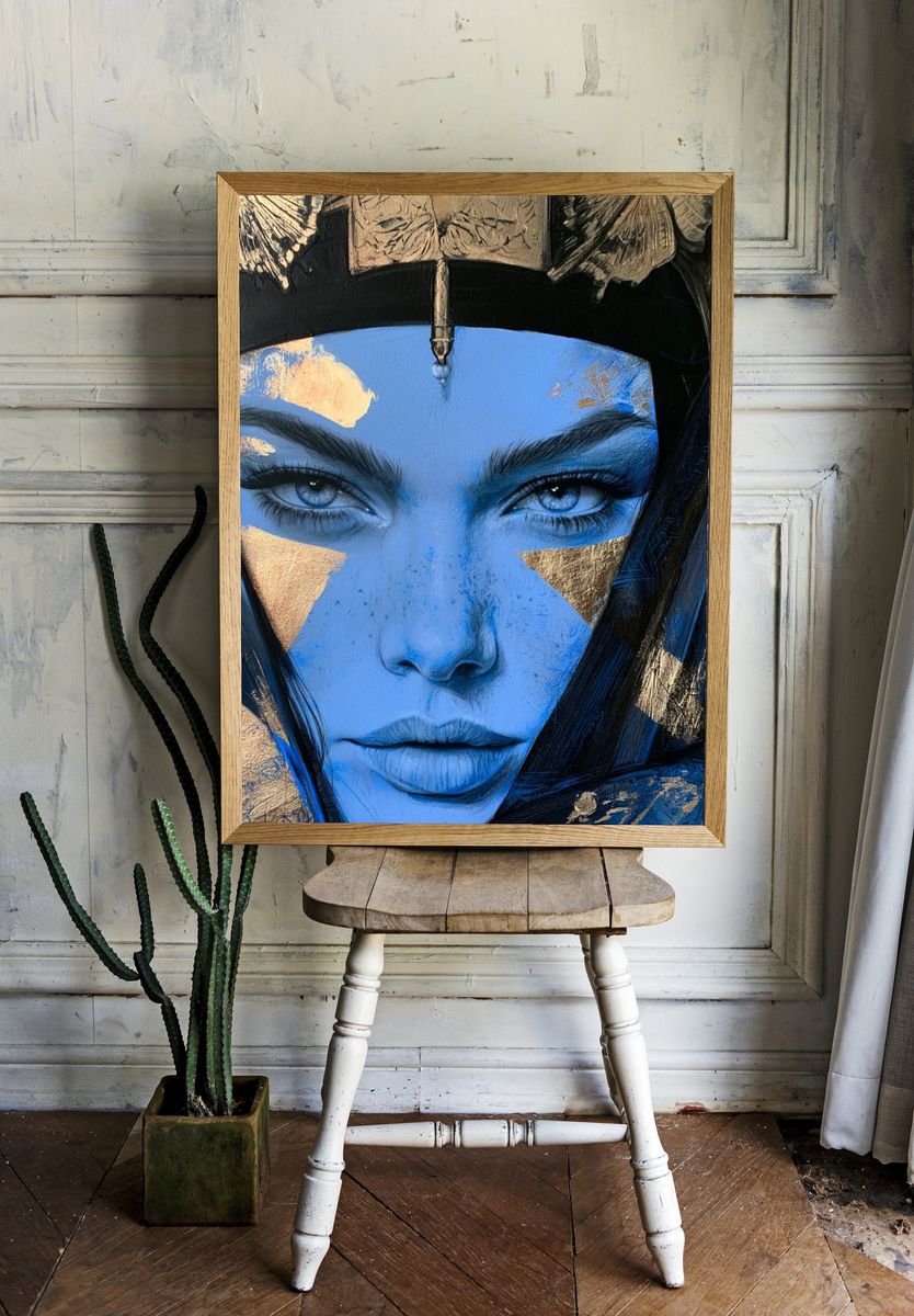 Blue Goddess Portrait Print. — room view 1