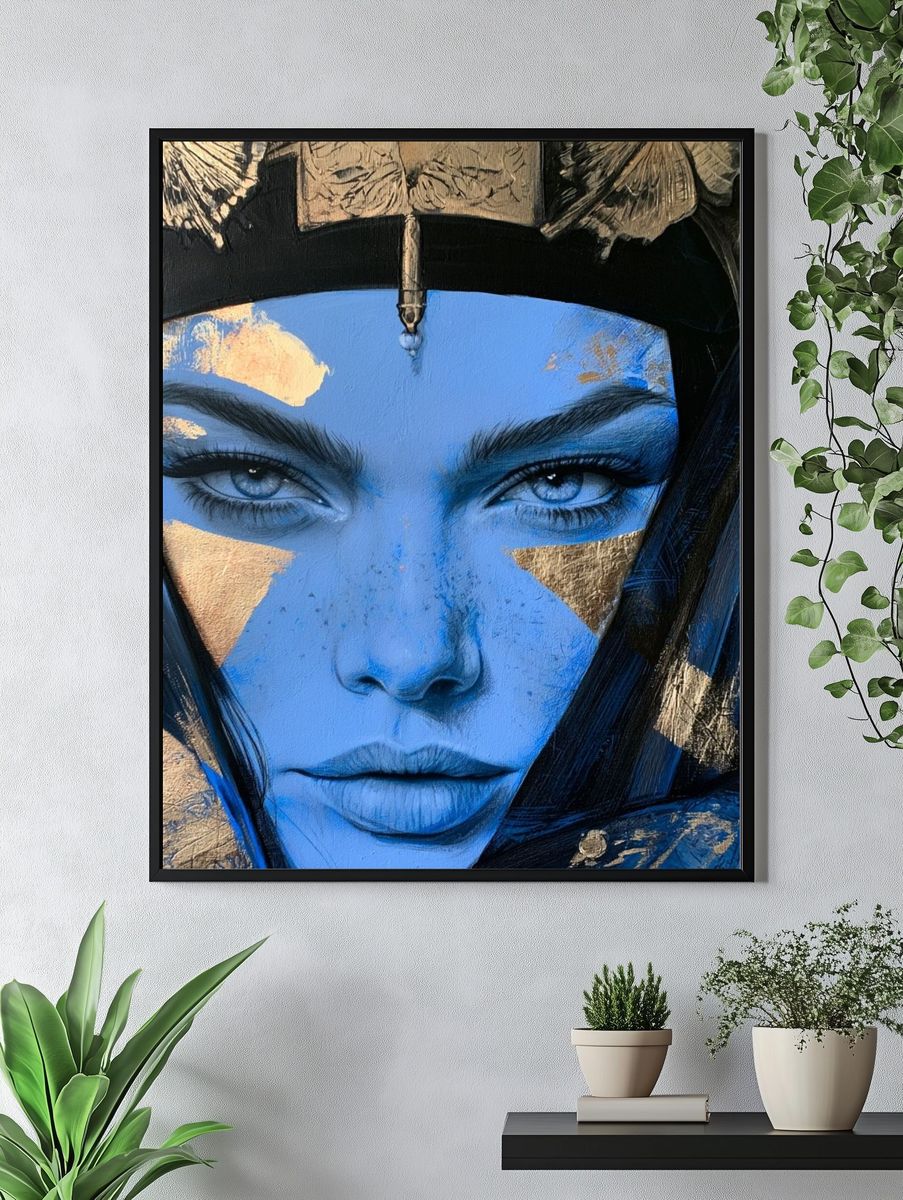 Blue Goddess Portrait Print. — room view 4