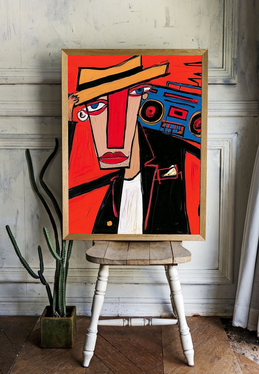 Boombox Portrait Pop-Art Poster. room preview