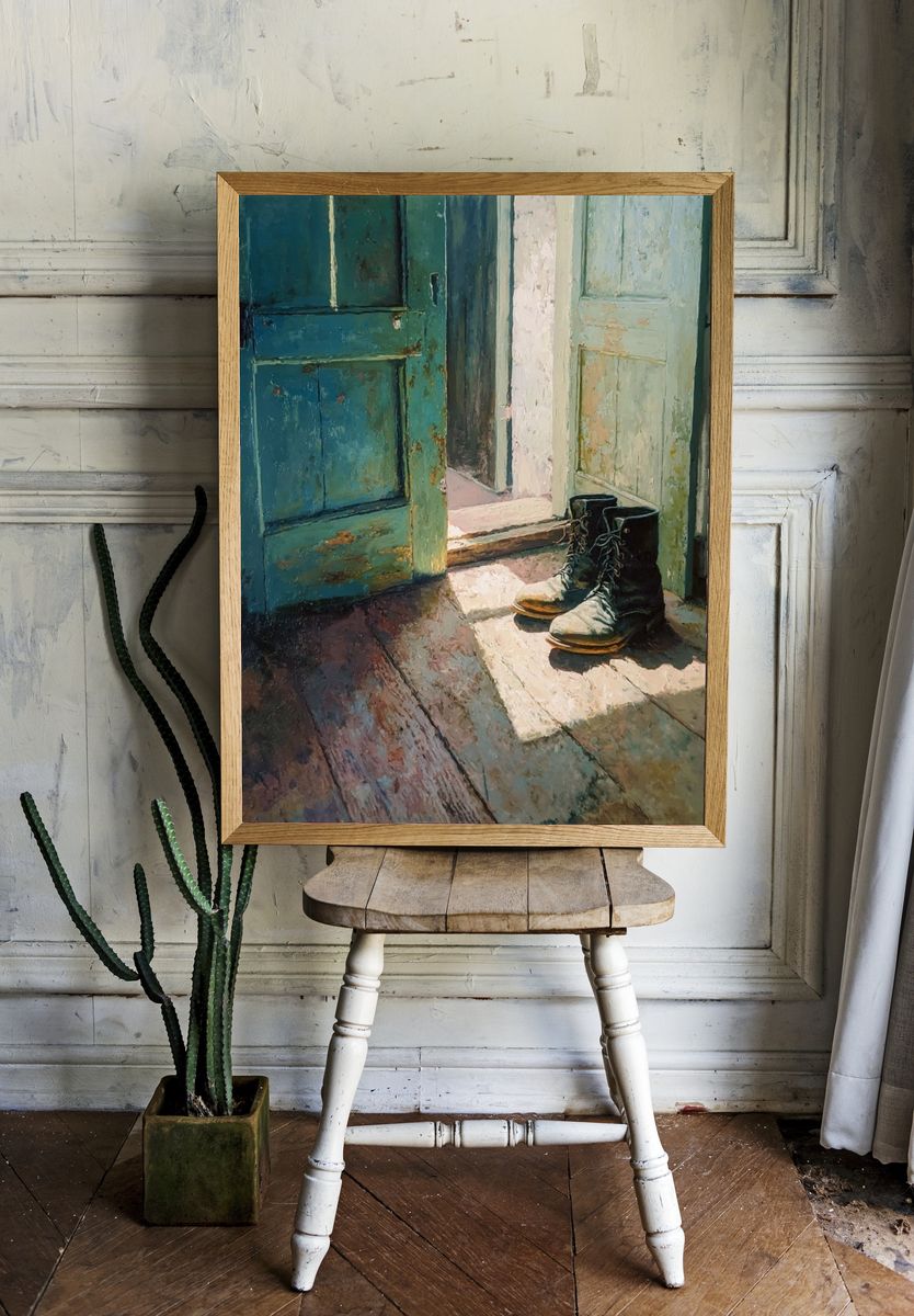 Boots at the Door — Fine Art Print. — room view 1