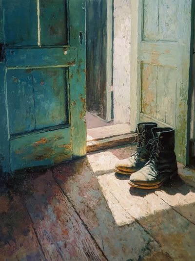Boots at the Door — Fine Art Print. poster print
