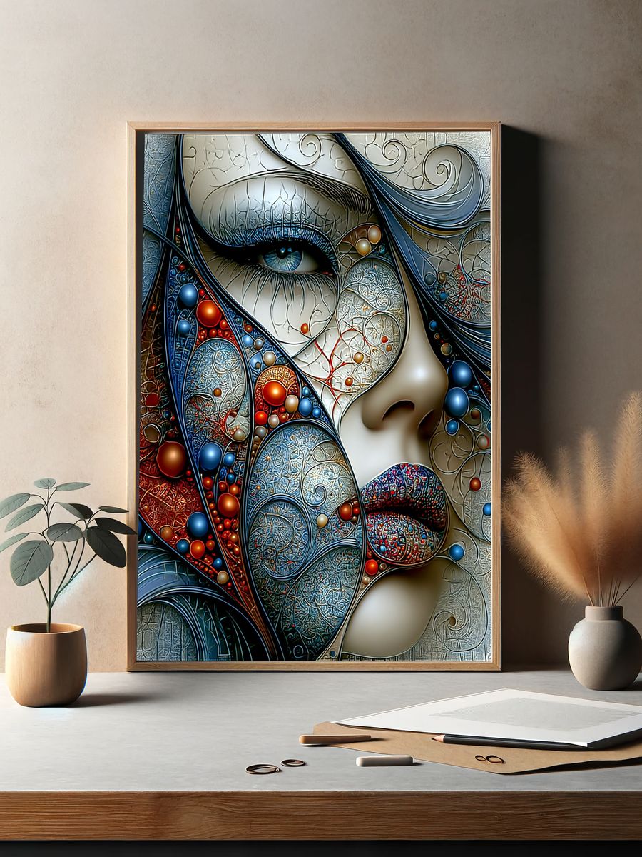 Abstract Woman Portrait Print. — room view 2