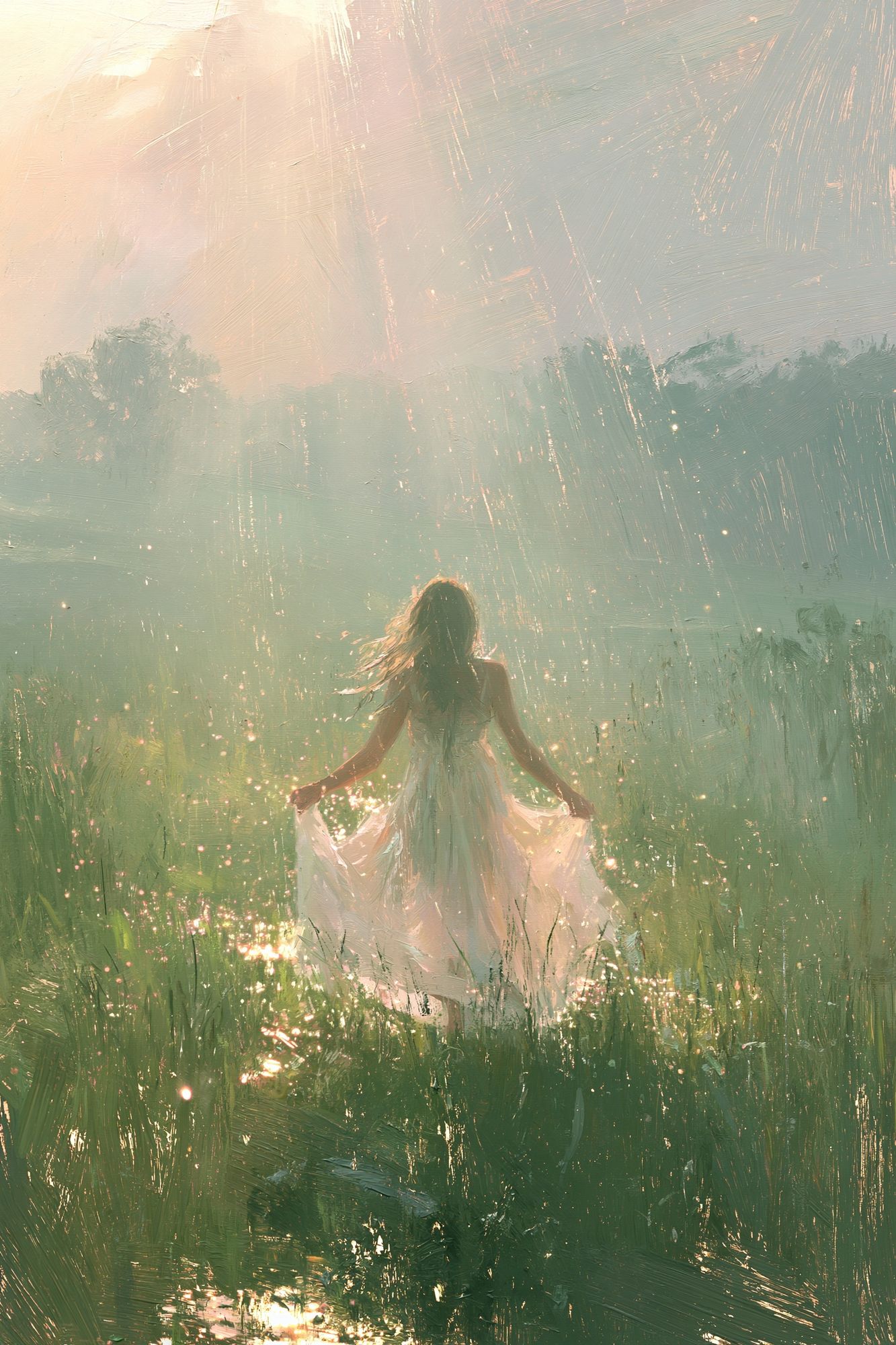 Sunlit Meadow Figure Fine-Art Print. poster detail