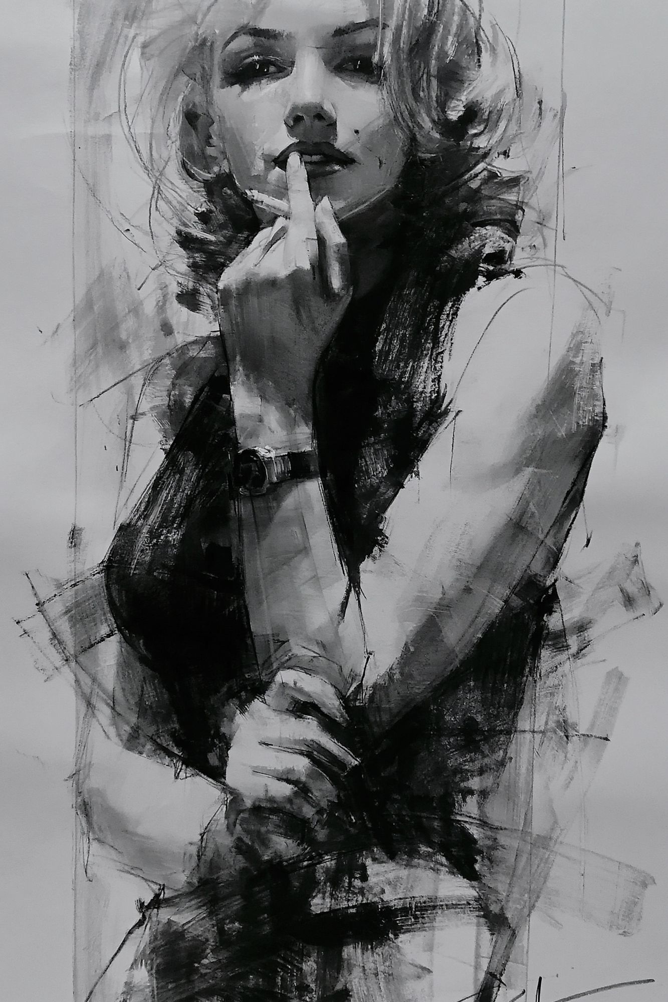 Monochrome Femme Portrait Print. poster — fine-art art