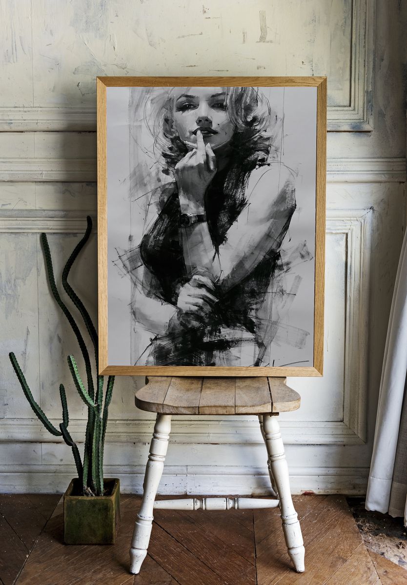 Monochrome Femme Portrait Print. — room view 1