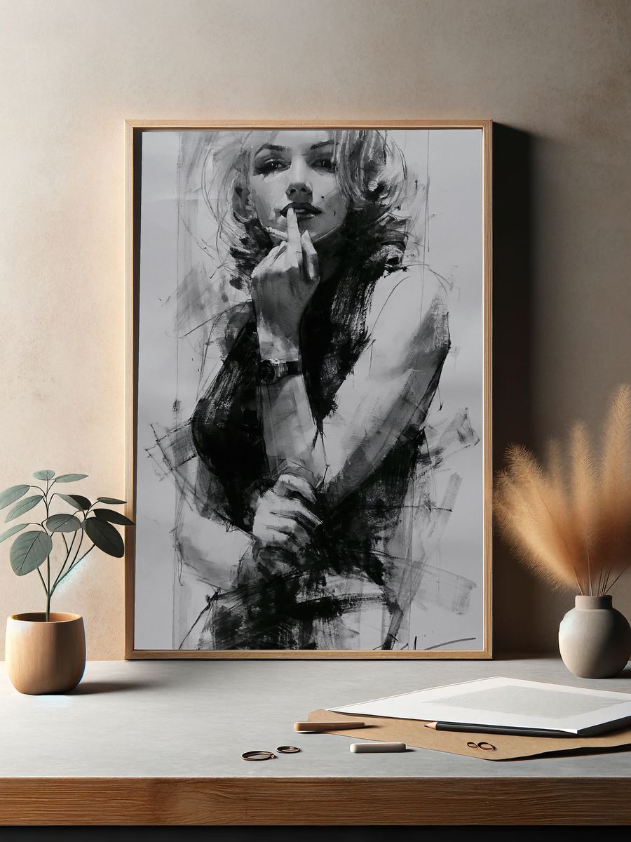 Monochrome Femme Portrait Print. — room view 2