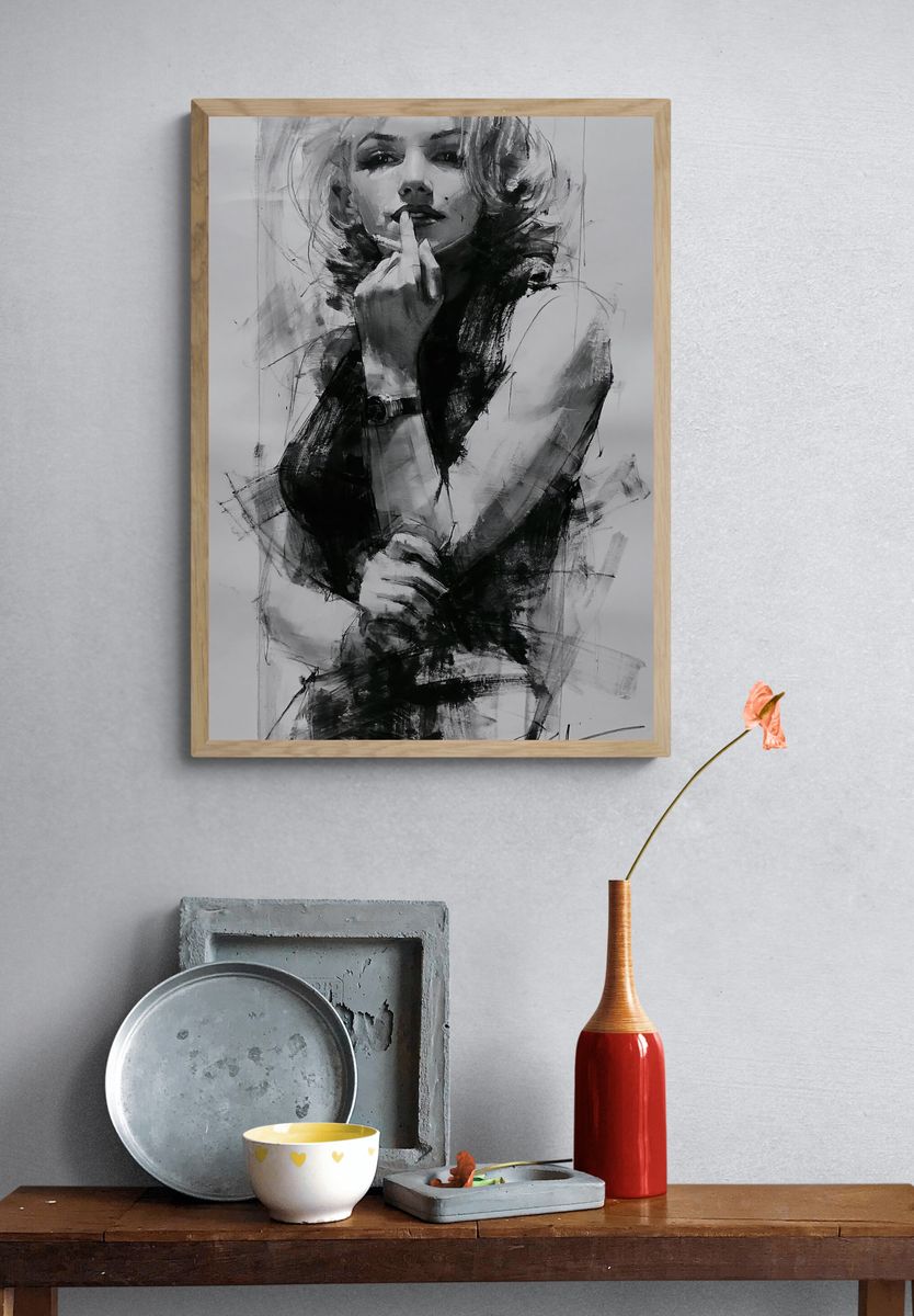 Monochrome Femme Portrait Print. — room view 3