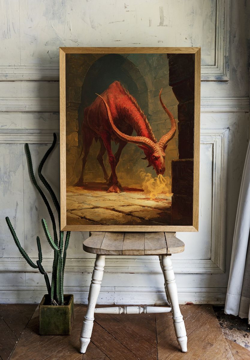 Mythical Beast — Fantasy Art Print. room preview