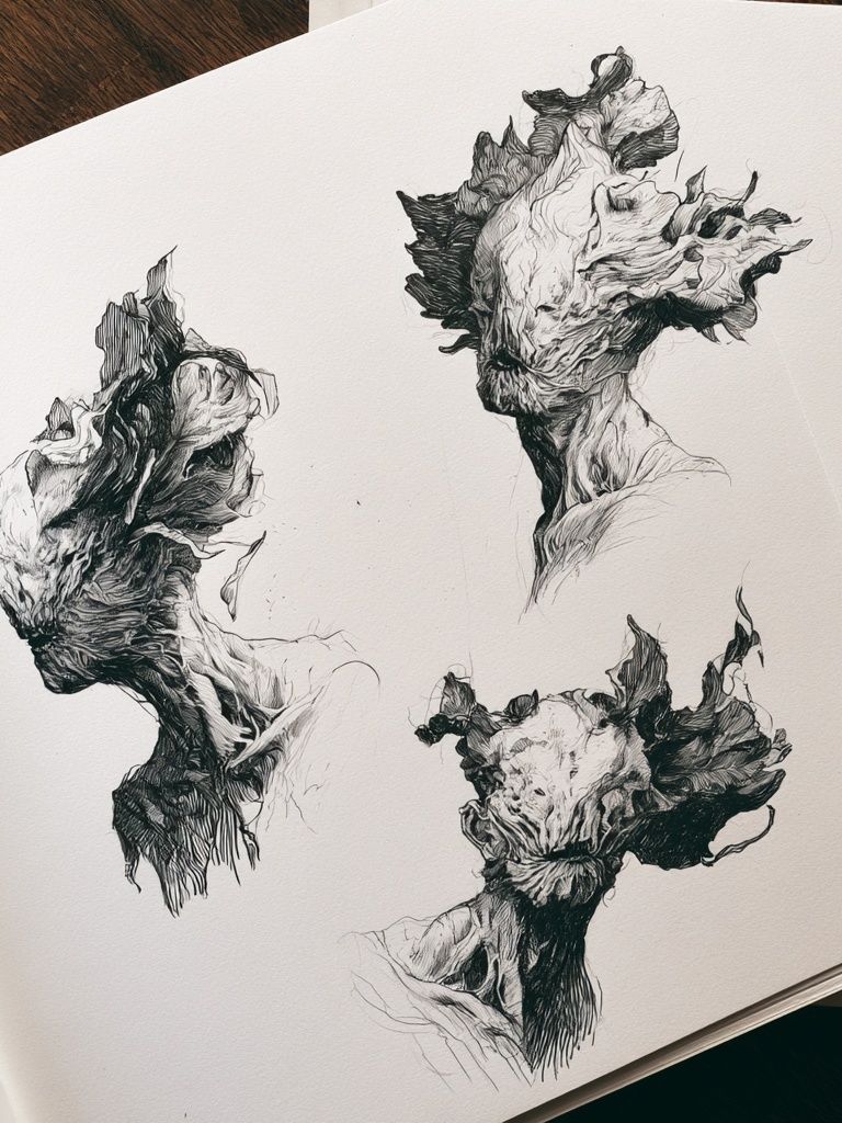 Surreal Ink Portrait Poster. poster detail