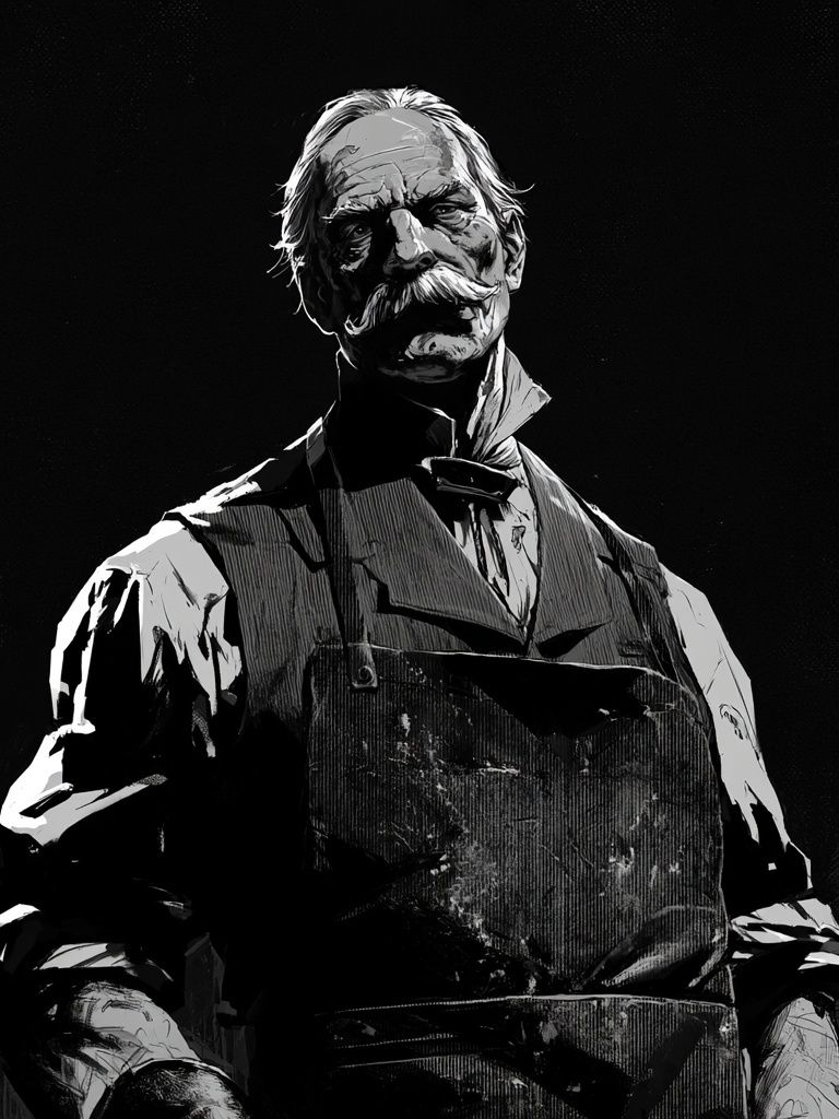 Vintage Butcher Portrait Print. poster — fine-art art