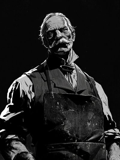 Vintage Butcher Portrait Print.