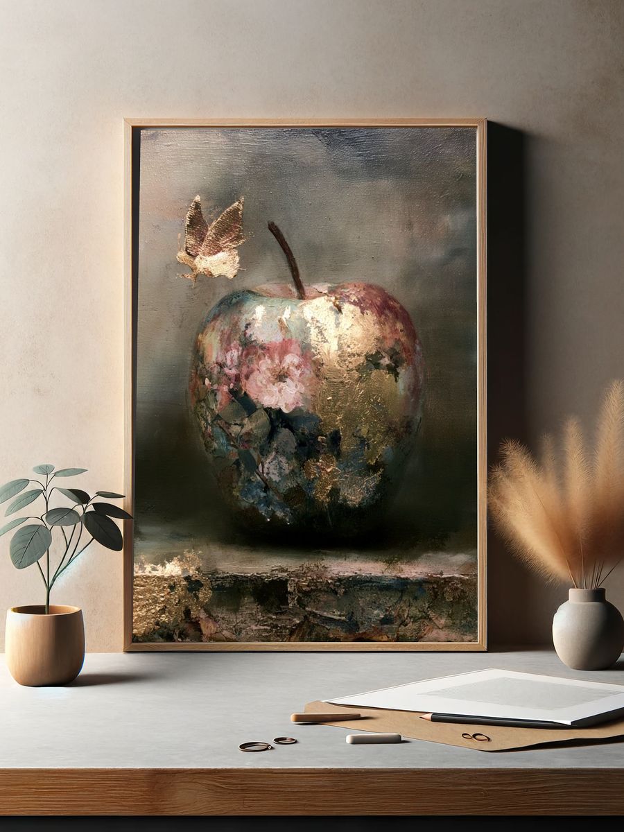 Floral Apple Still Life Poster. — room view 2