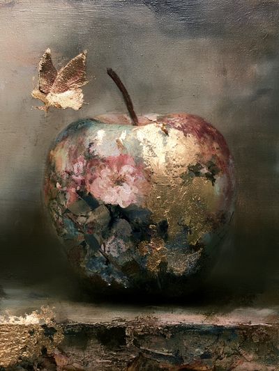 Floral Apple Still Life Poster. poster